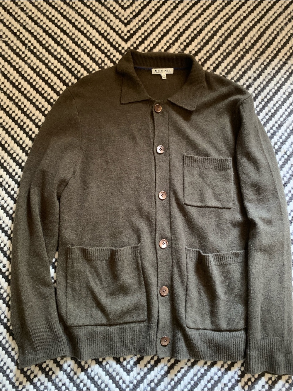 Alex Mill Merino Wool Cardigan Sweater Jacket | Olive | Men's M